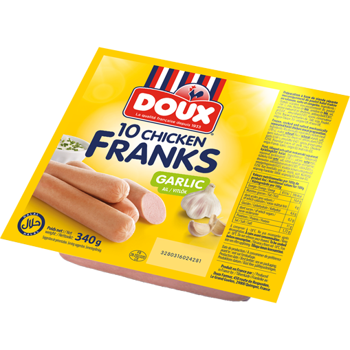 Doux Chicken Franks Garlic 340g France