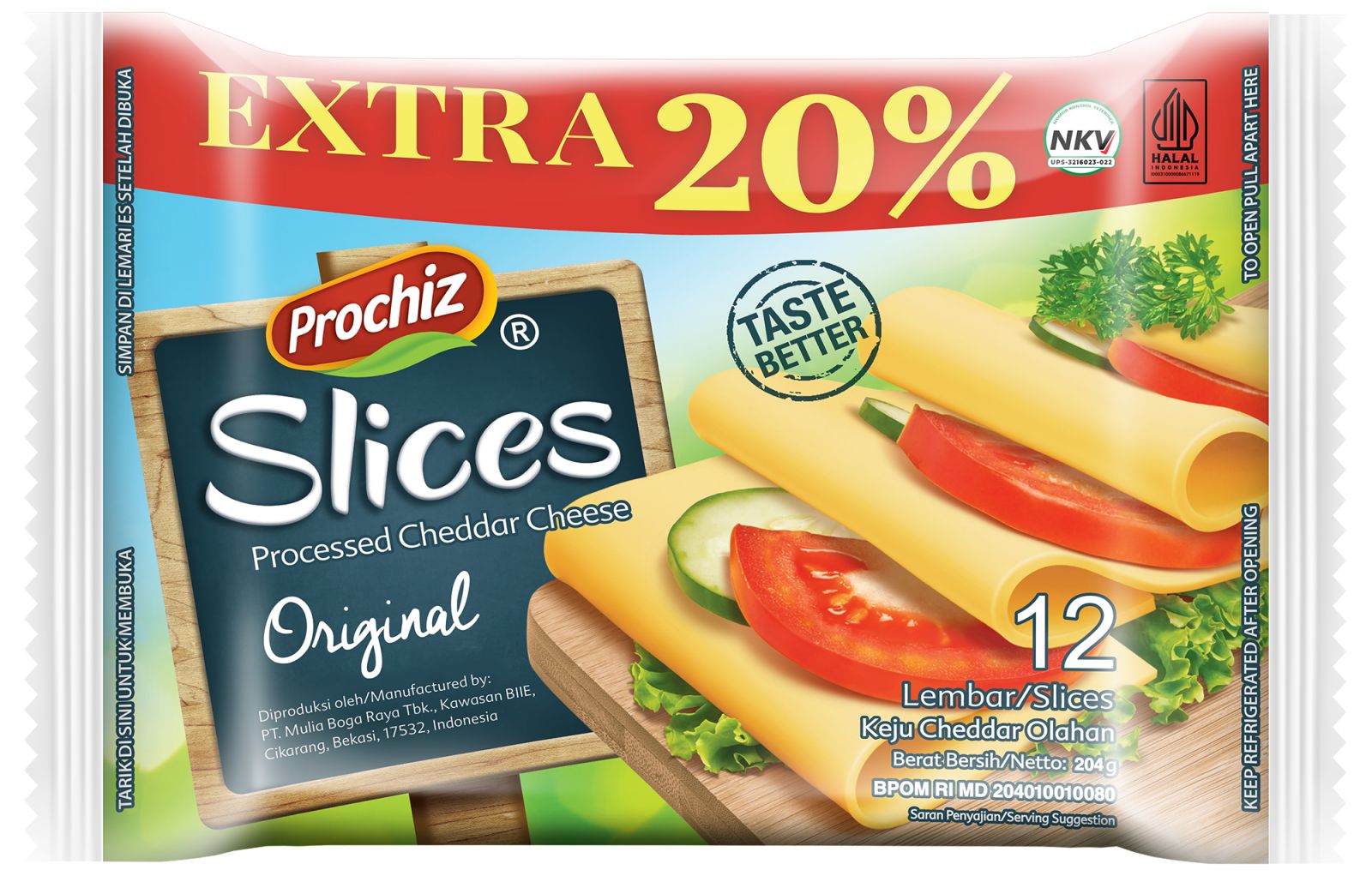 Prochiz Cheddar Cheese Slice 192g Indonesia