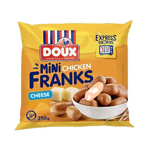 Doux Mini Chicken Franks Cheese 250g France