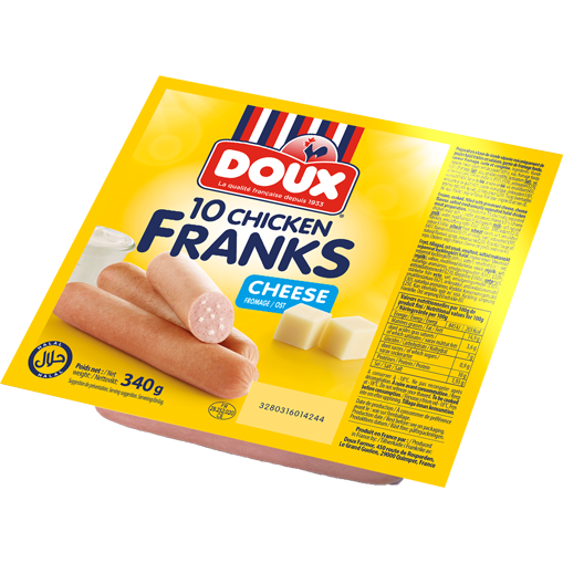 Doux Chicken Franks Cheese 340g France